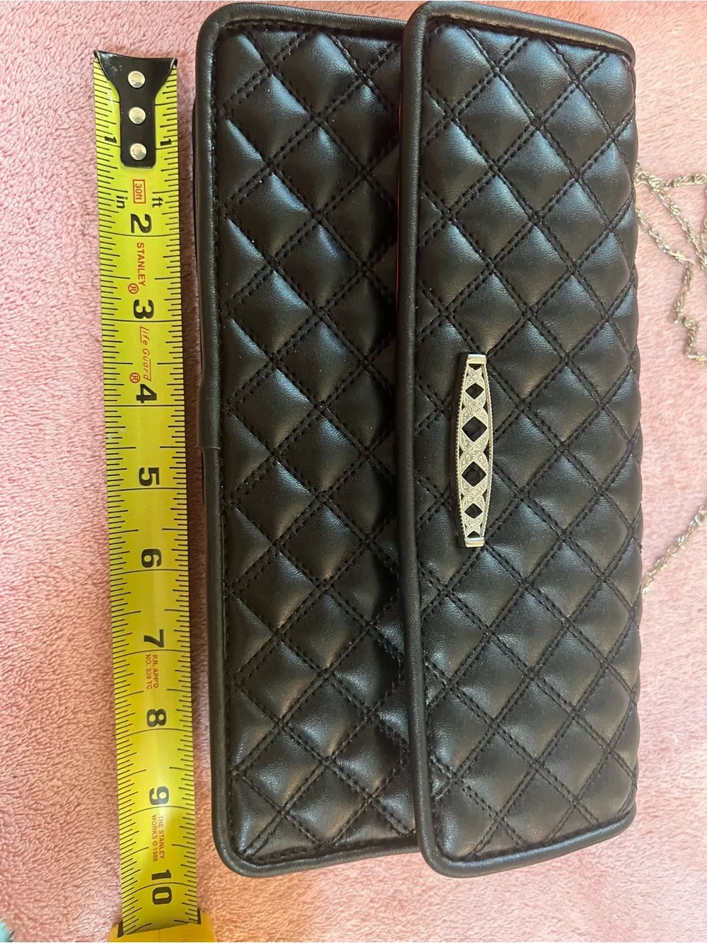 The Danbury Mint, I love You Quilted Black Chain Crossbody Clutch
